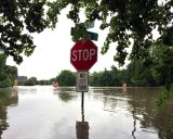 Storm waters in Houston, Texas, after Hurricane Harvey, 2017.